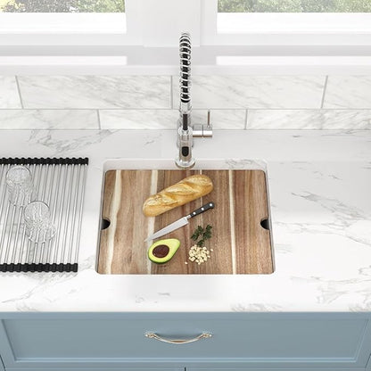 Sarlai 21 Granite Composite White Kitchen Sink - 21 x 18 inch Bar Prep Workstation Sink White Granite Composite Quartz Undermount Single Bowl Rectangular RV Camper Sinks Basin