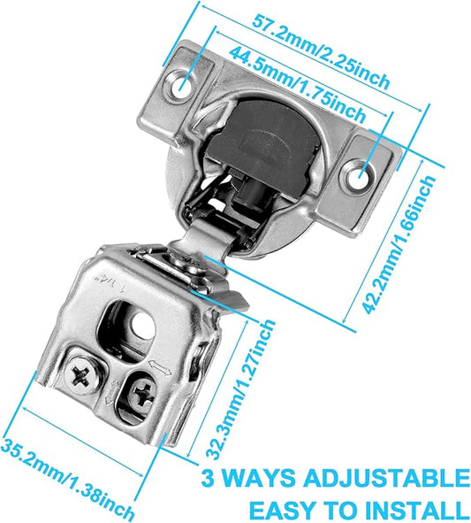 1-1/4 Inch Overlay Soft Close Cabinet Hinges, 6 Pack Slow Soft Close Hinges for Kitchen Cabinets Satin Nickel Hidden Self Closing Kitchen Cabinet Hinges for Cupboard