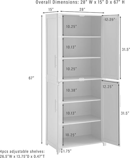 Crosley Furniture Savannah Tall Pantry Storage Cabinet with Shelves, Kitchen, Dining, or Laundry Room, Hunter Green