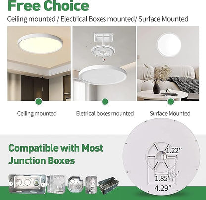 Dimmable 9 Inch LED Flush Mount Ceiling Light, 2700K/3000K/4000K/5000K/6000K CCT Selectable,18W 1860LM Round Flat Panel Light Low Profile Led Light Fitures for Kitchen Living Room Bedroom，6PK- 5CCTD