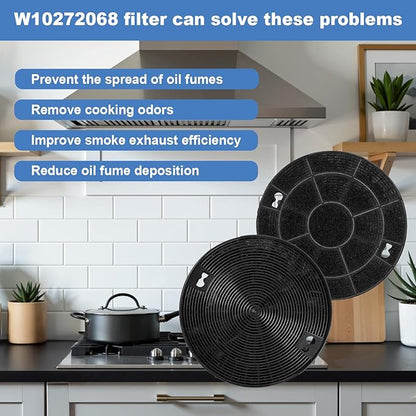 2 Pack W10272068 Range Hood Charcoal Filters, Compatible With Whirlpool KitchenAid Samsung Kitchen Hood, Replaces 1550120, 81550120, AH2367296, EA2367296, PS2367296, W11709671 Ventilator Filters