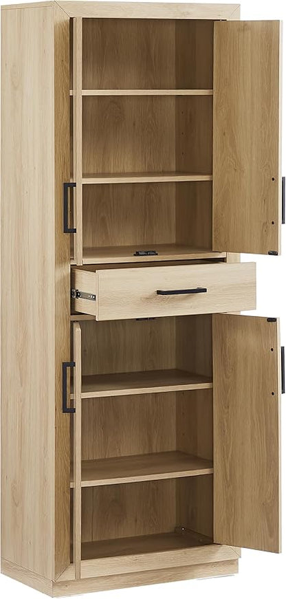 Crosley Furniture Isla Modern Kitchen Storage Pantry Cabinet with Shelves, Dining or Laundry Room, Ash