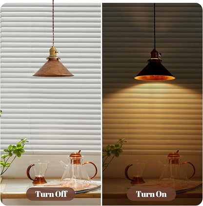 Hanging Pendant Light Rusted Copper Lampshade with Adjustable 6.5Ft Cord Pendant Ceiling Lights Retro Antique Hanging Light for Kitchen Island Living Room and Dining Room
