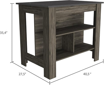 GOWE Cala Kitchen Island, Four Legs, Three Shelves -Dark Brown/Onyx