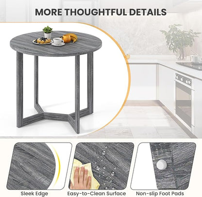 36’’ Round Dining Table, Dinner Table for 4 w/Rubber Wood Legs & Wing-Shaped Frame, Farmhouse Kitchen Table for Dining Living Room, Apartment, Bar, Restaurant, Bistro (Gray)