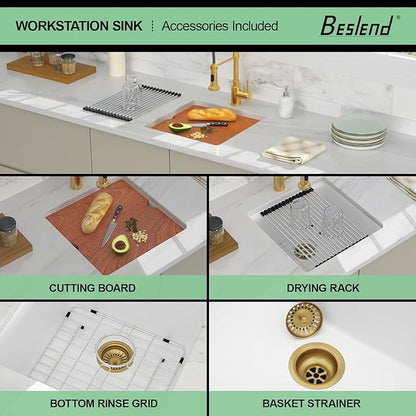 18 Inch White Undermount Sink - Beslend 18x18 White Kitchen Sink Granite Composite Bar Sink Undermount Square Sinks With Cover Small Prep Bar Workstation Sink Single Bowl Under Counter