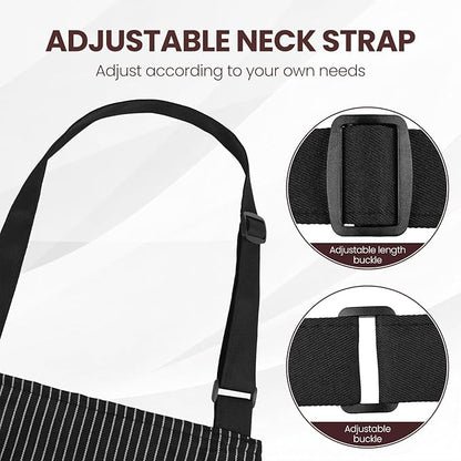 Serrenf 2 Pack Apron, Cooking Kitchen Aprons, Adjustable Bib Apron with 2 Pockets for Men Women Chef Apron