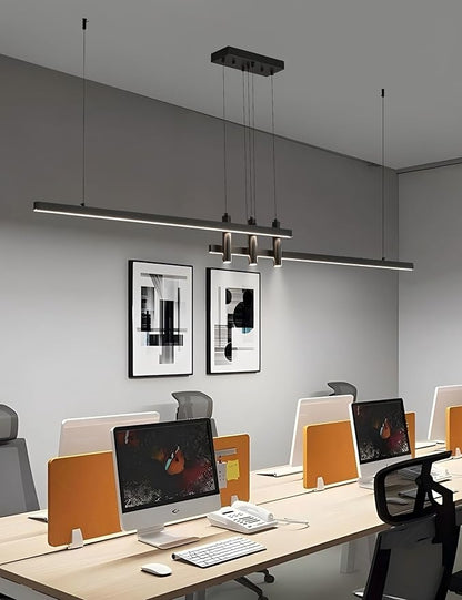 83" Modern Black Linear Pendant Lights Kitchen Island Lighting Minimalist Led Chandeliers Pool Table Light Dimmable Ceiling Hanging Light Fixture Dining Room with Remote Control