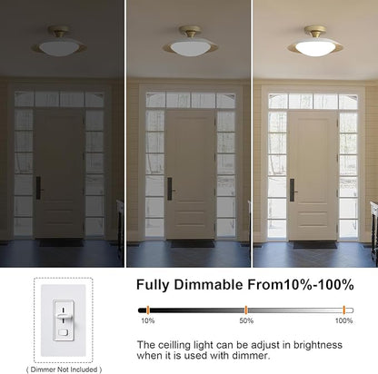 2 Pack Dimmable Mid Century Modern Flush Mount Ceiling Light, White and Gold LED Ceiling Light, 11.8in Kitchen Lighting Fxitures Ceiling with Acrylic Shade for Hallway Bedroom Entryway Laundry Room
