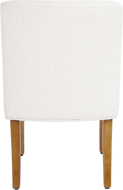 Homepop Home Decor | Upholstered Dining Chairs with Low Back |Decorative Home Furniture, Cream Boucle (Single Pack)