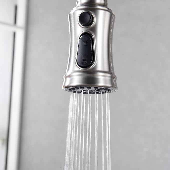 SUMERAIN Kitchen Faucet with Pull Down Sprayer Single Handle High Arc Pull Out Kitchen Sink Faucet Stainless Steel, Brushed Nickel