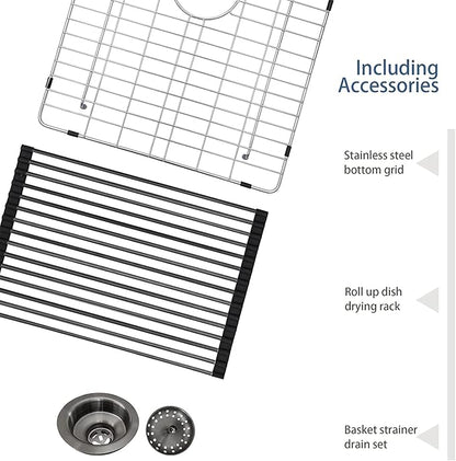 28 Drop Kitchen Sink Black Stainless Steel - Lordear 28x22 inch Gunmetal Black Kitchen Sink Drop In Stainless Steel Sink Single Bowl Gunmetal Black 16 Gauge Topmount Sink Basin