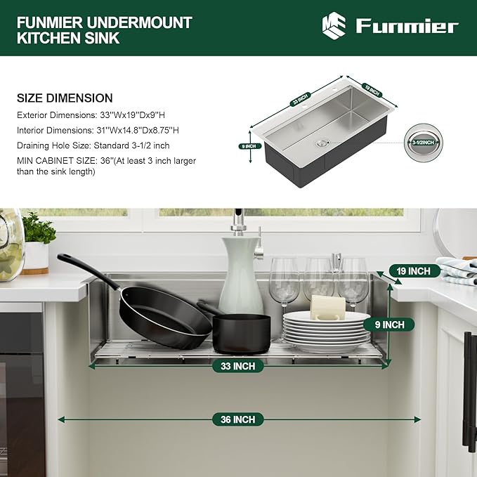 33 Inch Drop In Kitchen Sink 33 x 19 Stainless Steel Drop In Kitchen Sink Topmount Ledge Workstation 16 Gauge Single Bowl Handmade Top Mount Basin
