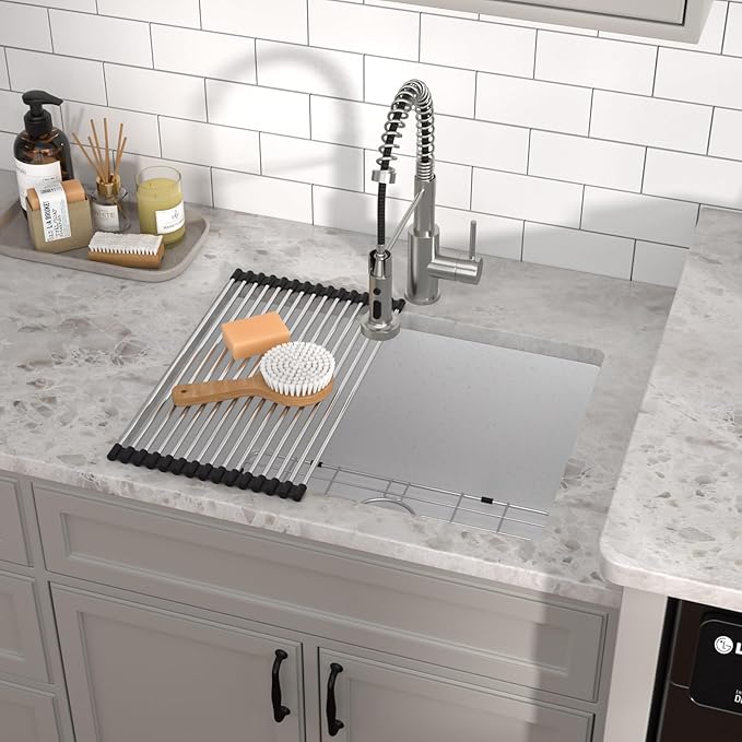 12" Deep White Laundry Utility Sink - 24"x18"x12" Granite Composite Undermount Laundry Sink White Quartz Classic Under Counter Single Bowl Extra Deep Sinks #TLGU-120