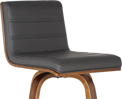 Vienna 26" Swivel Counter Stool in Walnut Wood Finish with Gray Faux Leather - Set of 3