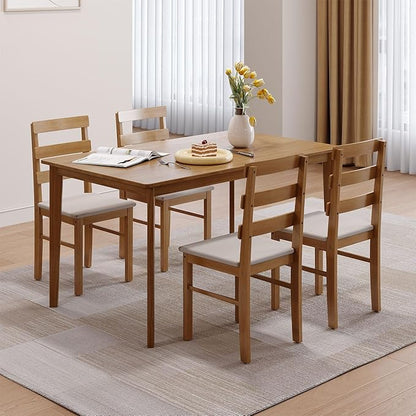Majnesvon Dining Room Chairs Set of 2, Farmhouse Kitchen Table Set with Chairs, Wood Dining Table Chair for Kitchen, Restaurant, Apartment (Brown 2 Chair)
