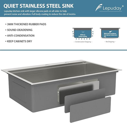 33 Inch Drop In Kitchen Sink 33x22 Drop In Stainless Steel Sink Workstation 16 Gauge Single Bowl Topmount Sinks Large Deep Basin
