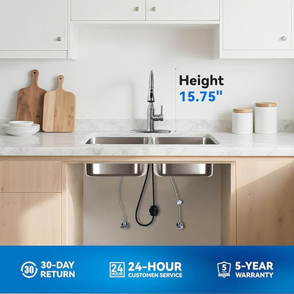 Arofa Kitchen Faucet with Pull Down Sprayer, Brushed Nickel Kitchen Sink Faucet 1-3 Hole Single Handle High Arc Stainless Steel Commercial Modern Kitchen Faucets for RV/Laundry/Outdoor/Bathroom Sink