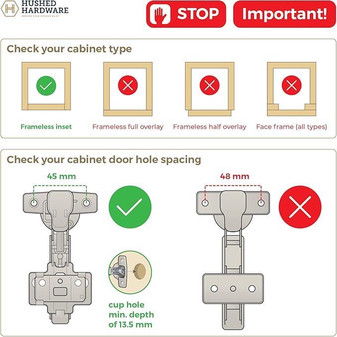 Soft Close Cabinet Hinge Set. 10 Inset Soft Close Hinges for Kitchen Cabinets with Adjustable Close Speeds.