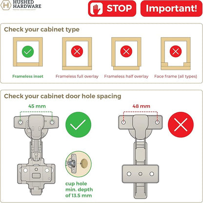 Soft Close Cabinet Hinge Set. 10 Inset Soft Close Hinges for Kitchen Cabinets with Adjustable Close Speeds.