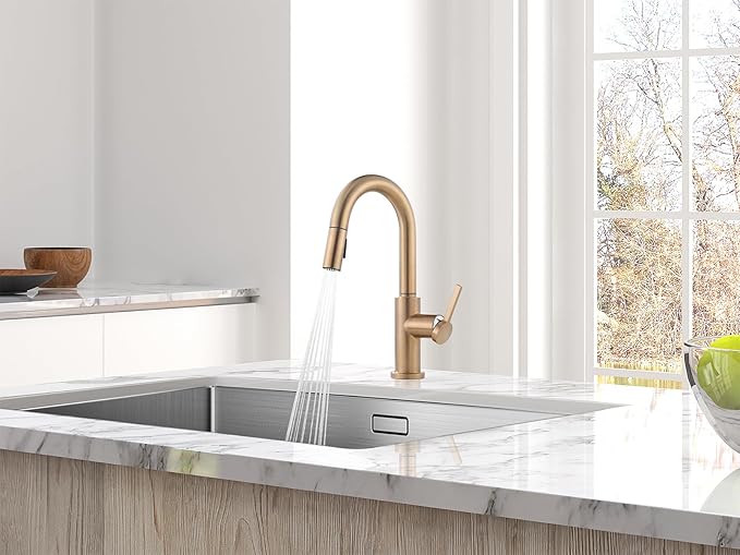 AguaStella AS32CPB Champagne Bronze Bar Faucet or Prep Kitchen Sink Faucet with Pull Down Sprayer and Single Handle