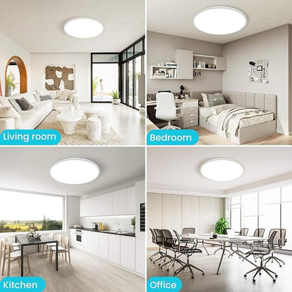 libtit 16.5 Inch LED Ceiling Light, 3Pack 4200LM 36W Large & Bright Flush Mount Lighting Fixture, 3000K/4500K/6000K White Round Flat LED Ceiling Lamp for Bedroom Kitchen Livingroom Office