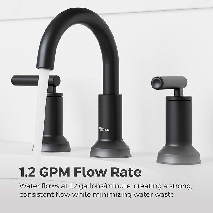 Pfister Capistrano Bathroom Sink Faucet, 8-Inch Widespread, 2-Handle, 3-Hole, NSF Certified, Spot Defense Matte Black Finish, LF049CSOSDB (Pack of 3)