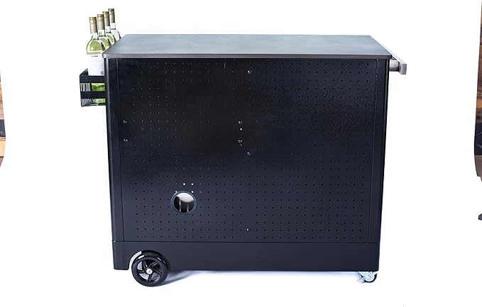 Mont Alpi Stainless Steel 48"W x 22.5"D x 36"H Large Outdoor Kitchen Island Rolling Bar Cart Prep Table Grill Station with Ceramic Top & Beverage Refrigerator + Storage Drawers + Portable Ice Cooler