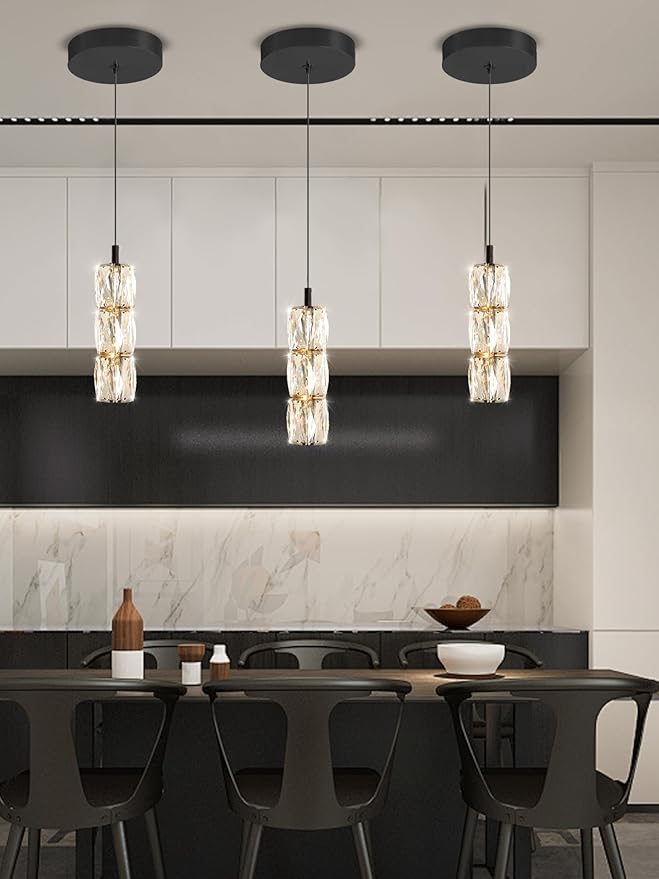 ykolupty Modern Pendant Lighting 1-Light Chandelier Black Pendant Light Indoor Hanging Light Fixture for Kithchen Island Dinning Room Bedroom