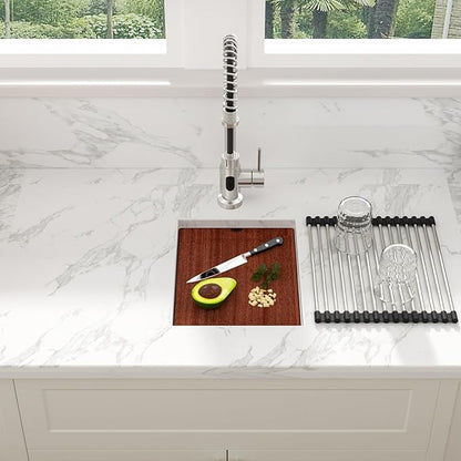 Sarlai 12 Bar Sink Undermount - 12 x 15 Inch Workstation Bar Prep Sink Undermount Single Bowl Tight Radius 16 Gauge Stainless Steel RV Sink Kitchen Sink Basin