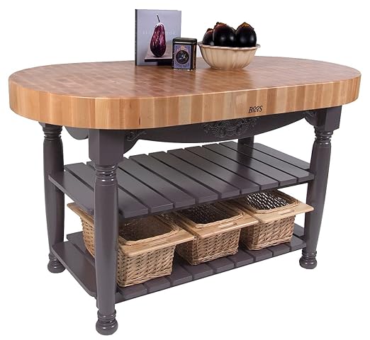 John Boos American Heritage Harvest Kitchen Island with Butcher Block Top Base Finish: Alabaster White