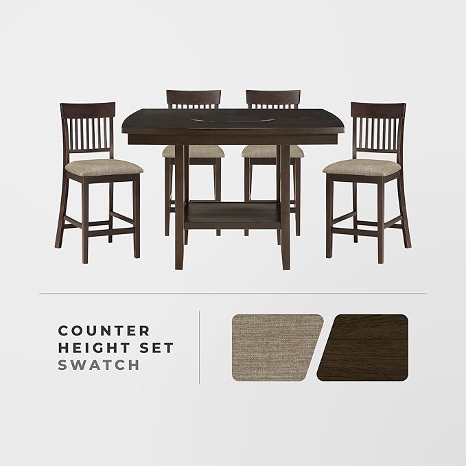 Lexicon Attis 5-Piece Counter Height Dining Set (Slat Back), Dark Brown