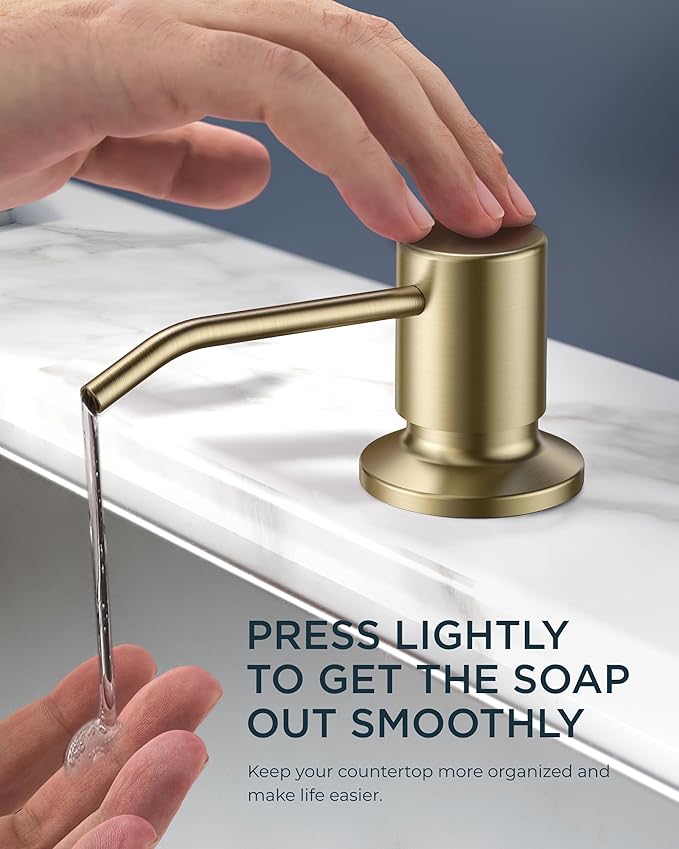 FORIOUS Gold Kitchen Faucet with Soap Dispenser, Stainless Steel Sink Faucet with Pull Out Sprayer Modern Single Handle Suitable for RV Bar Farhouse Laundry Outdoor