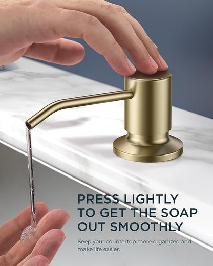 FORIOUS Gold Kitchen Faucet with Soap Dispenser, Stainless Steel Sink Faucet with Pull Out Sprayer Modern Single Handle Suitable for RV Bar Farhouse Laundry Outdoor