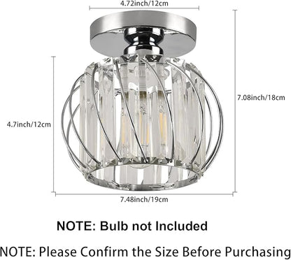 Crystal Semi Flush Mount Ceiling Light, Silver Crystal Chandelier, 19cm x 17.5cm, Bedroom, Kitchen, Dining, Living Room