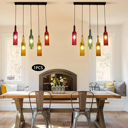 JOMCYDM 5-Light Wine Bottle Chandelier,Pendant Light,Ceiling Light,Wine Bottle Lamp for Living Room,Bar,Hotel