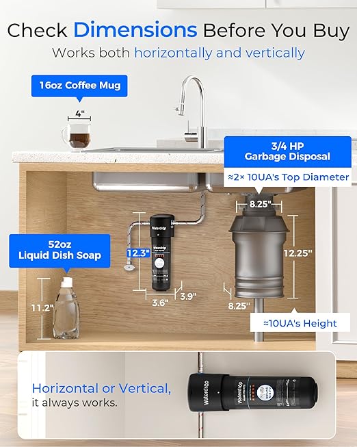 Waterdrop 10UA Under Sink Water Filter System, Reduces PFAS, PFOA/PFOS, Lead, Chlorine, Bad Taste & Odor, Under Counter Water Filter Connects Directly to Your Faucet, NSF/ANSI 42 Certified, 1 Year