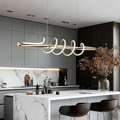 Luxury Led Chandelier,Dimmable Modern Chandelier Led Pendant Light,Gold Dining Room Chandelier Light Fixture for Kitchen Island Lighting with Remote