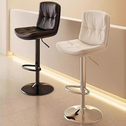 Counter Height s with Back, Faux Leather Adjustable Chairs for Kitchen Island,Orange-Black Leg