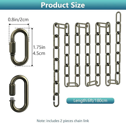 garini 6 Feet Industrial Bronze Light Fixture Chain, Adjustable Metal Pendant Chandelier Chain Extension with Detachable Link, Maximum Load is 66 Pounds, 1 Pack
