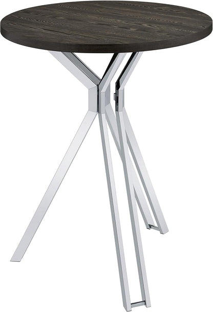 35-inch Pub Height Round Bar Table in Dark Oak for Kitchen Island or Outdoor Use