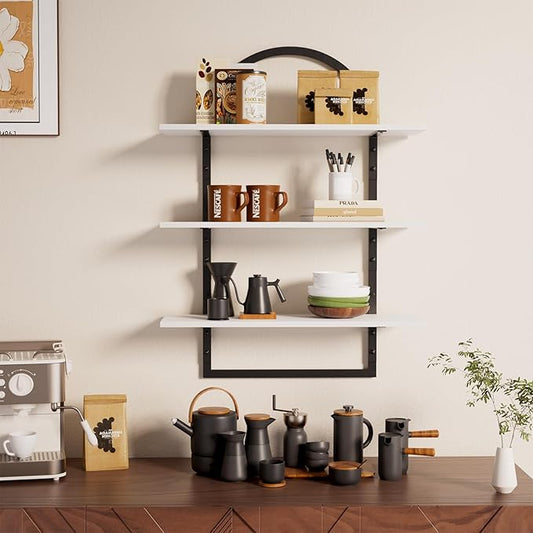 Floating Shelf for Wall - 3 Tier 24"x 31.5" Shelves for Room Wall for Bathroom, Bedroom, Toilet, Kitchen, Living Room, Office, White