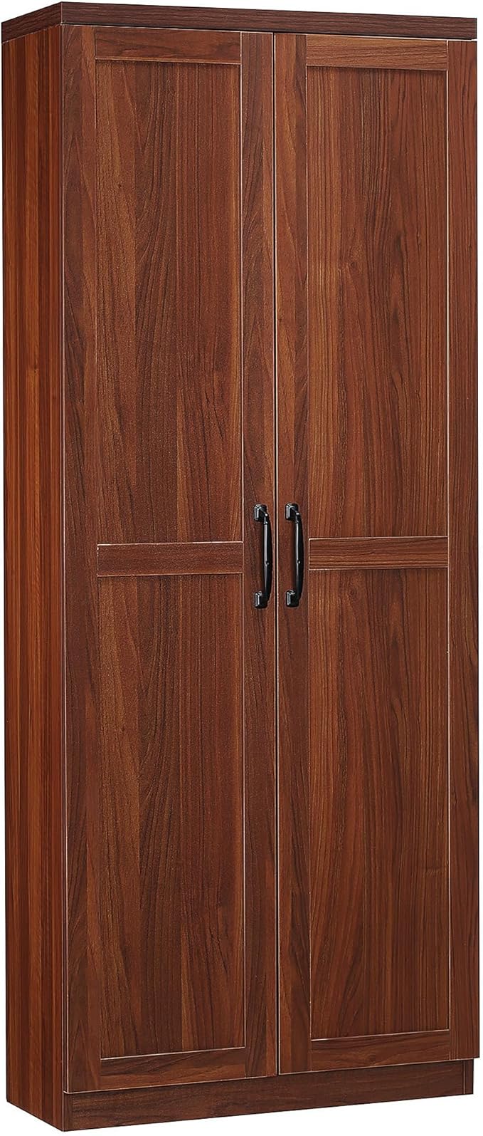 63" Kitchen Pantry, Freestanding Storage Cabinet with 5-Tier Shelving and 2 Adjustable Shelves, 2-Door, Brown, Easy to Maintain, for Dining Room