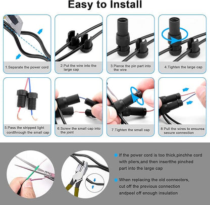 24 Pack Low Voltage Landscape Light Wire Connector Outdoor 14-20 Gauge Cable Connectors for Landscape Path Lights Work with Malibu Paradise Moonrays and More