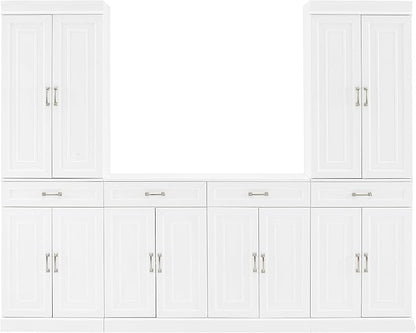 Crosley Furniture Stanton 3-Piece Traditional Sideboard Buffet Cabinet and Kitchen Storage Pantry Set, White