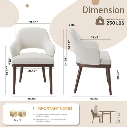 MALOL Wooden Dining Chairs Set of 4, Modern Fabric Upholstered Dining Room Chair, Kitchen Side Chairs, Farmhouse Dinner Chair with Open Back for Kitchen, Beige