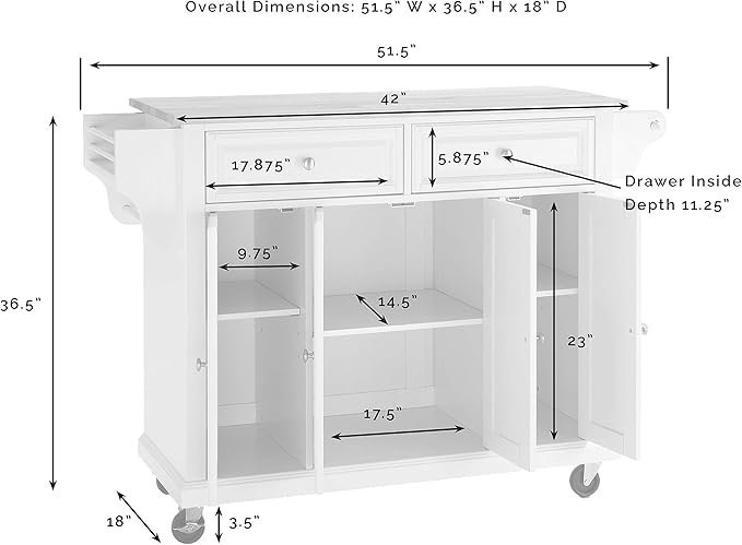 Crosley Furniture Full Size Stone Top Rolling Kitchen Island Storage Cart, Microwave Stand, Spice Rack, Gray