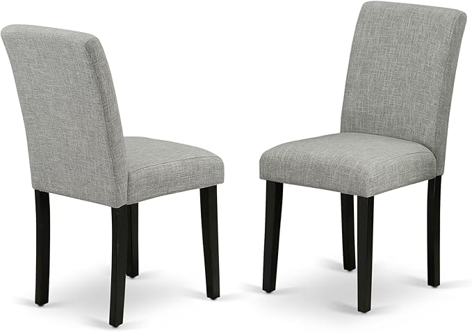 East West Furniture ABP1T06 Abbott Parson Dining Room Chairs - Shitake Linen Fabric Upholstered Chairs, Set of 2, Black