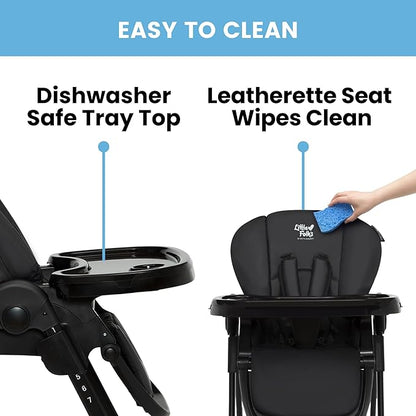 Little Folks by Delta Children 2-in-1 SlimFold High Chair for Babies and Toddlers, Black