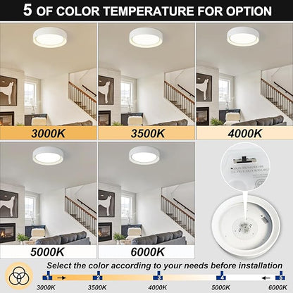 Dimmable Led Flush Mount Ceiling Light,15.75 Inch/36W/ 5CCT 3000K-6000K,Modern White Close to Ceiling Lighting Fixtures,Round Metal Ceiling Lamp for Bedroom,Living Room,Laundry Room